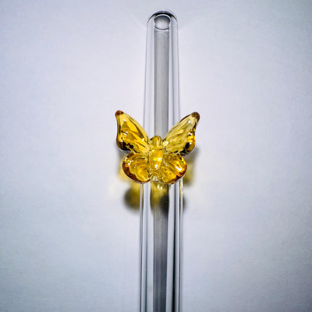 Butterfly Glass Straws