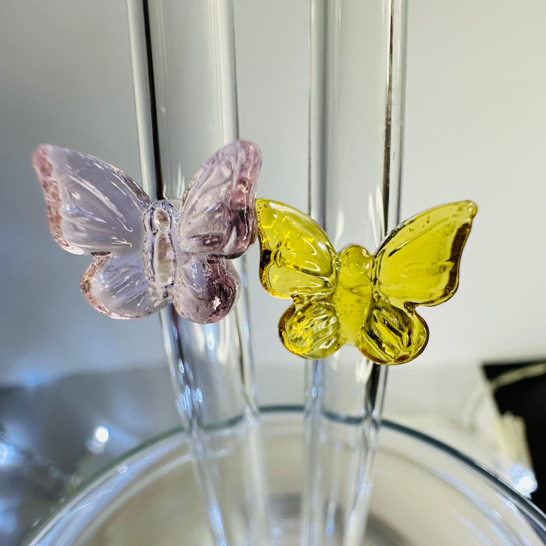Butterfly Glass Straws