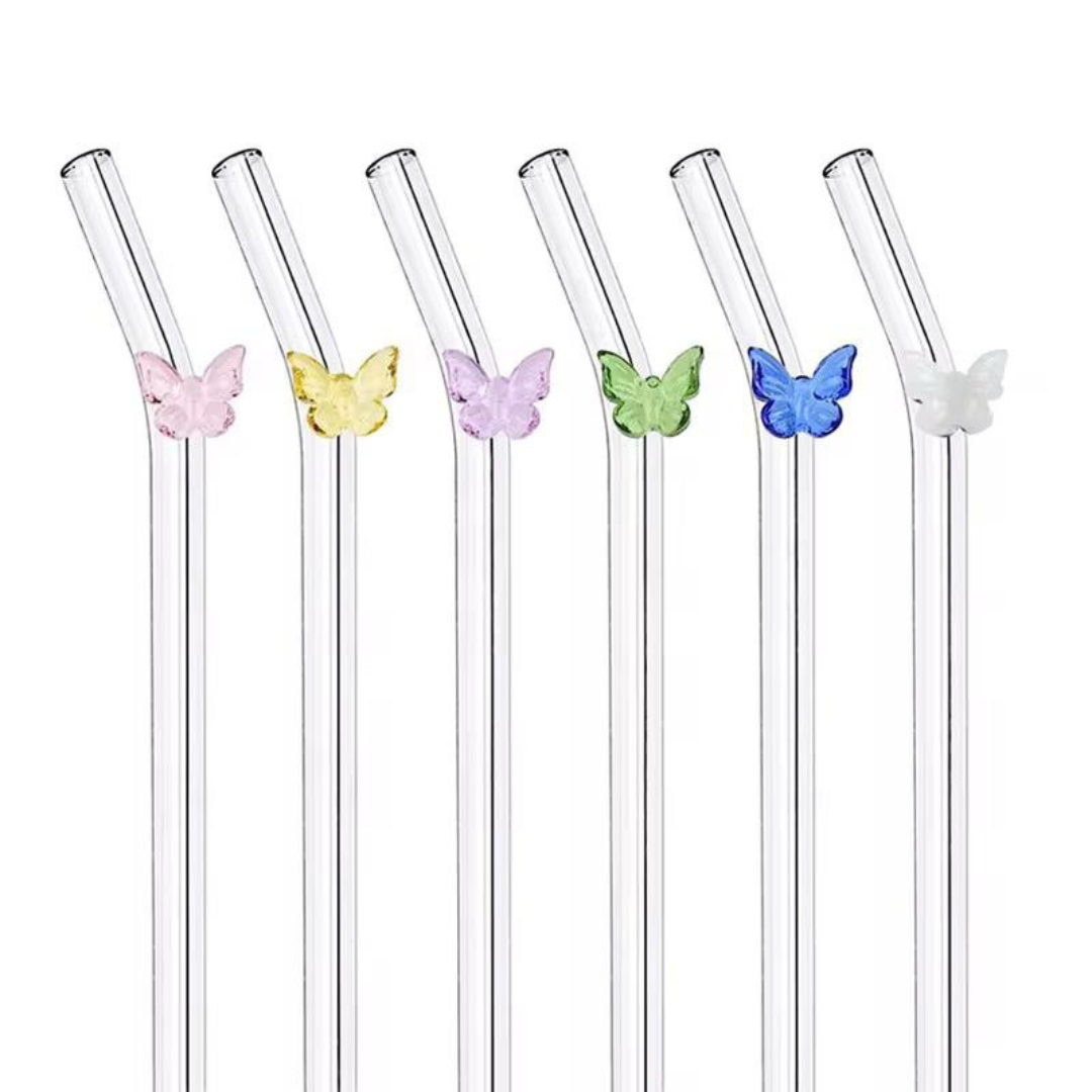 Butterfly Glass Straws